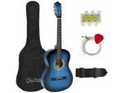 New Beginners Acoustic Guitar With Guitar Case Strap Tuner and Pick Blue