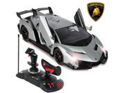 Best Choice Products 1 14 Scale RC Lamborghini Veneno Gravity Sensor Radio Remote Control Car Silver