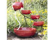 Best Choice Products Ceramic Solar Water Fountain Garden Zen Free Standing Weather Proof Red