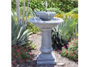 Best Choice Products Solar Power 2 Tier Weathered Stone Bird Bath Fountain Gray