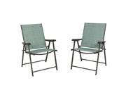 Set of 2 Folding Chairs Sling Bistro Set Outdoor Patio Furniture Space Saving