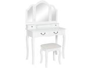 Best Choice Products Tri Mirror Vanity Table Set W Stool Bedroom Home Furniture White
