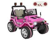 Best Choice Products 12V Ride On Car Truck w Remote Control Leather Seat Lights 2 Speeds Pink