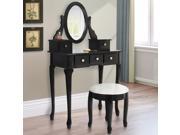 Best Choice Products Vanity Table Set Jewelry Makeup Desk Wood Construction Black