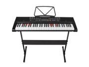 Best Choice Products Teaching Electronic Keyboard Piano Set 61 Lighted Keys LED Screen W Adjustable H Stand Black