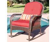 Wicker Rocking Chair Patio Porch Deck Furniture All Weather Proof W Cushions