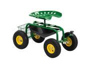 Garden Cart Rolling Work Seat With Tool Tray Heavy Duty Gardening Planting New
