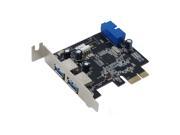 SEDNA PCI Express USB 3.0 4 Port 2E 2I 20 Pin Low Profile adapter card supports Win 8 UASP with Floppy Power connector NEC 720201 chipset