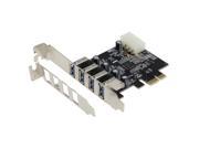 SEDNA PCI Express USB 3.0 4 Port Adapter 4E NEC Renesas 720201 Chip Set with Low Profile Bracket