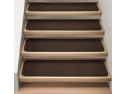Set of 12 Attachable Indoor Carpet Stair Treads Chocolate Brown 8 In. X 30 In.