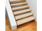 Set of 12 Skid resistant Carpet Stair Treads Ivory Cream 8 In. X 30 In.