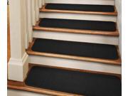 Set of 15 Tape Down Carpet Stair Treads Black 8 In. X 30 In.