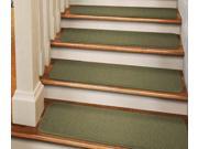 Set of 15 Tape Down Carpet Stair Treads Olive Green 8 In. X 23.5 In.