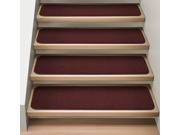 Set of 15 Attachable Indoor Carpet Stair Treads Burgundy Red 9 In. X 36 In.