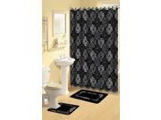 Home Dynamix Bath Boutique Shower Curtain and Bath Rug Set 1574 480 Black Gray 15 Piece Bath Set