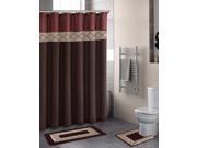 Home Dynamix Designer Bath Shower Curtain and Bath Rug Set DB15D 246 Diamond Rust Brown 15 Piece Bath Set