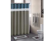 Home Dynamix Designer Bath Shower Curtain and Bath Rug Set DB15D 329 Diamond Blue Beige 15 Piece Bath Set