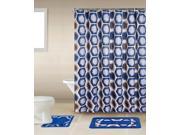 Home Dynamix Bath Boutique Shower Curtain and Bath Rug Set BQ02 Honeycomb Blue Green