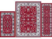 Home Dynamix Area Rugs Ariana Rug 812 Traditional Vine Border Red Ivory 3 Piece Set
