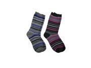 Women s Bright Stripe Cotton Socks 2 Pair Pack Black gray Shoe Size 5 9