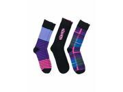 Men s 3 Pack City Crew Socks Style 255254 Black with Stripes and Diamond Pattern