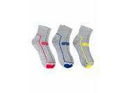 Men s 3 Pack Workmate Quarter Socks Style 3124 Gray with Red Blue and Yellow Stripes