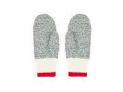 Wool Mitts Style 2020 Light Gray with Red Stripe 70% Wool and 30% Polypropylene Large