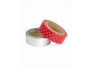Washi Tape 2 Pack Red Polka Dots and Silver