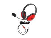 Children s Listening First Stereo Headset with Dual 3.5mm Plugs and Microphone Red