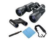 Bushnell 20x50 Powerview Binocular with Bushnell Powerview 8x21 Folding Roof Prism Binocular Microfiber Cloth and Lens Pen Cleaning Kit Wide Strap