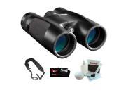 Bushnell 141042C Powerview 10X42mm Roof Prism Clam Binocular Zeikos Wide Strap Accessory Kit