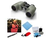 Bushnell 10x42 NatureView Tan Porro FMC LeadFree Glss Box 6 Language Caddy Strap Focus Foam Float Strap Red Accessory Bundle