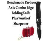 Benchmade Knife Pardue Axis Combo Edge Folding Knife Kit With Knife Sharpener