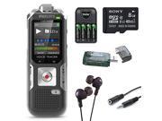 Philips DVT6000 Voice Tracer Digital Recorder with 3 Mic Auto Zoom Plus Black Voice Recorder with 8GB Deluxe Accessory Bundle
