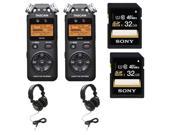 Two Tascam DR 05 Portable Digital Recorders Two 32GB Accesssory Kit