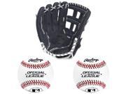 Rawlings Renegade Series 13 Pro Mesh Baseball Glove Black Left Hand Throw w Two Official Baseballs
