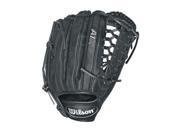 Wilson A1K 1225 12.25 Inch Outfield Baseball Glove Black w Metallic Logos Right Hand Throw