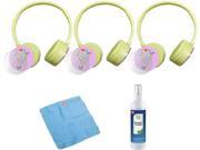 Hamilton Buhl Express Yourself Kids Headphones Yellow 3 pack w Cleaning Kit