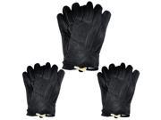 Samtee 3 Pack Ladies Leather Glove With Elastic On Wrist Black Large