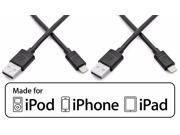 Aduro USB to Lightning 6Ft Charge Sync Cable Black Apple Certified 2PK