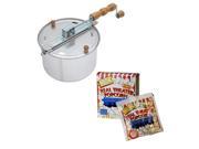 Wabash Valley Farms Whirley Pop Stovetop Popcorn Popper Original Silver All Inclusive Popping Kit 5 Pack