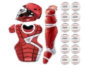 Easton M10 Adult Custom Catcher s Set Red White 12 Rawlings Baseballs Bundle