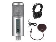 Audio Technica ATR2500 USB Mic with Knox Pop Filter and Headphones