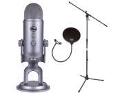 Blue Microphones Yeti USB Microphone with Mic Stand and Pop Filter for Broadcasting Recording Microphones Space Gray Monotone