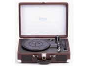 Knox Portable Turntable With BlueTooth USB Drive Built in Speakers Rechargabable Battery Leather Brown
