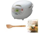 Zojirushi NS ZCC10 Neuro Fuzzy Rice Cooker Warmer 1.0 Liter Bundle with 15 Inch Bamboo Stir Fry Spatula and Cookbook