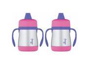 UPC 646791419999 product image for Thermos Foogo Vacuum Insulated 7oz Sippy Cup w/Handles (Pink/Purple) 2PK | upcitemdb.com