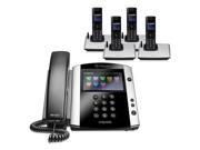 Polycom VVX 600 2200 44600 001 w 4 Wireless Handsets VVX 600 Business Media Phone with AC Power Supply