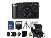 Fujifilm X20 Digital Camera Black . Includes 16GB Memory Card High Speed Card Reader Extended Life Replacement Battery Slave Flash Gripster Tripod Carryi