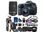 Canon EOS 70D DSLR Camera with 18 55mm STM Lens Canon 55 250mm IS Lens with 32GB Deluxe Accessory Package